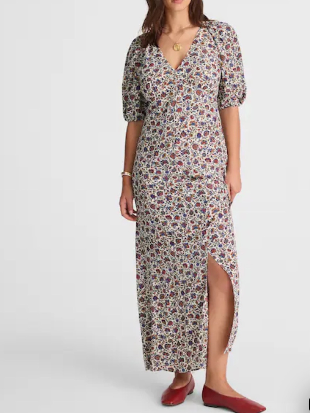Madewell Floral Maxi Dress in Cream with Multicolor Print